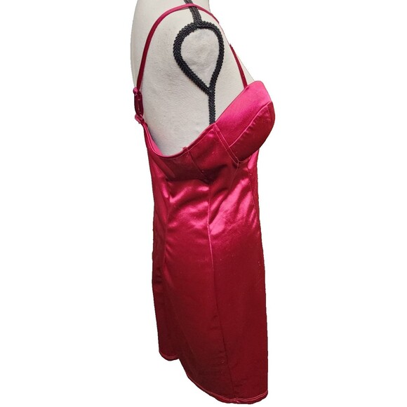 Charlotte Russe Satin Deep Red Clubwear Minidress Size Large Stretchy - Picture 3 of 7
